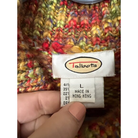 Talbots Wool Blend Sweater Vest L  Multicolor Knit Button-Up - Picture 5 of 11
